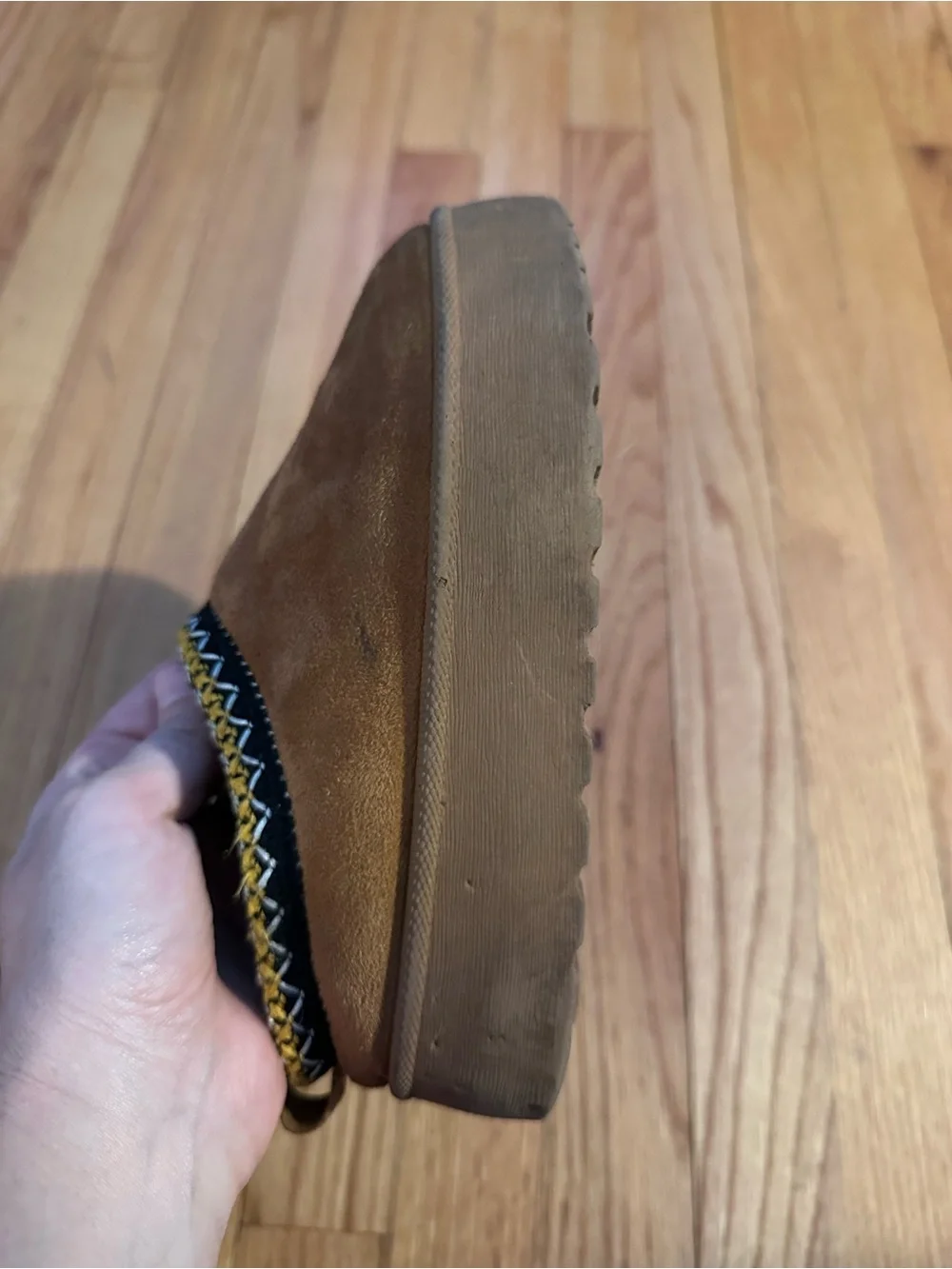 Mudd Kids Brown Slip-On Shoes with Black and Gold Braid